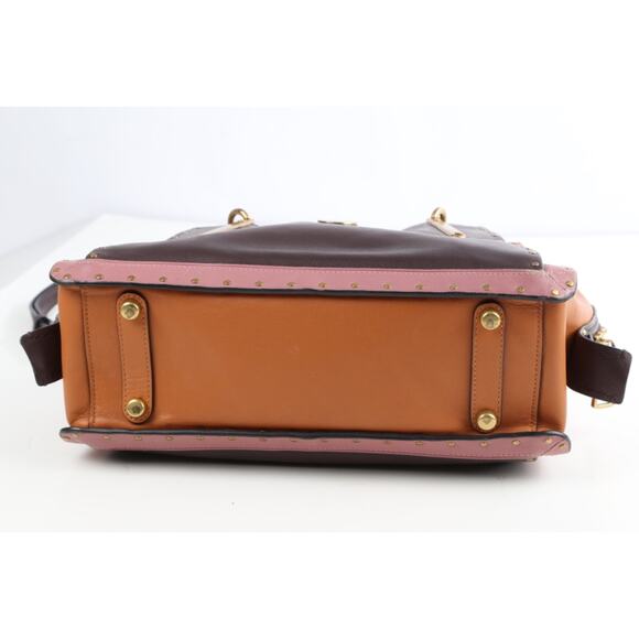 Coach Dreamer Satchel 35605 Oxblood Colorblock Rivet Leather Shoulder Bag Purse - Picture 13 of 16